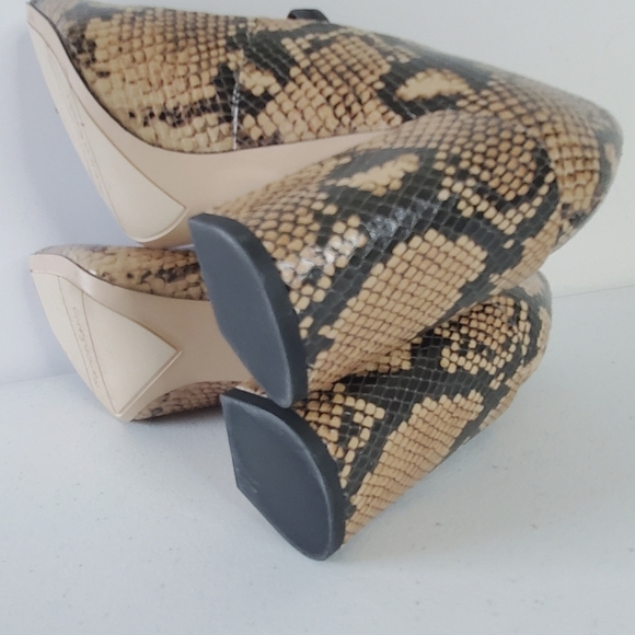 Franco Sarto Halo Snake Print Leather Pumps Size 8.5 Square Toe Chunky Heel Shoe - Picture 12 of 16
